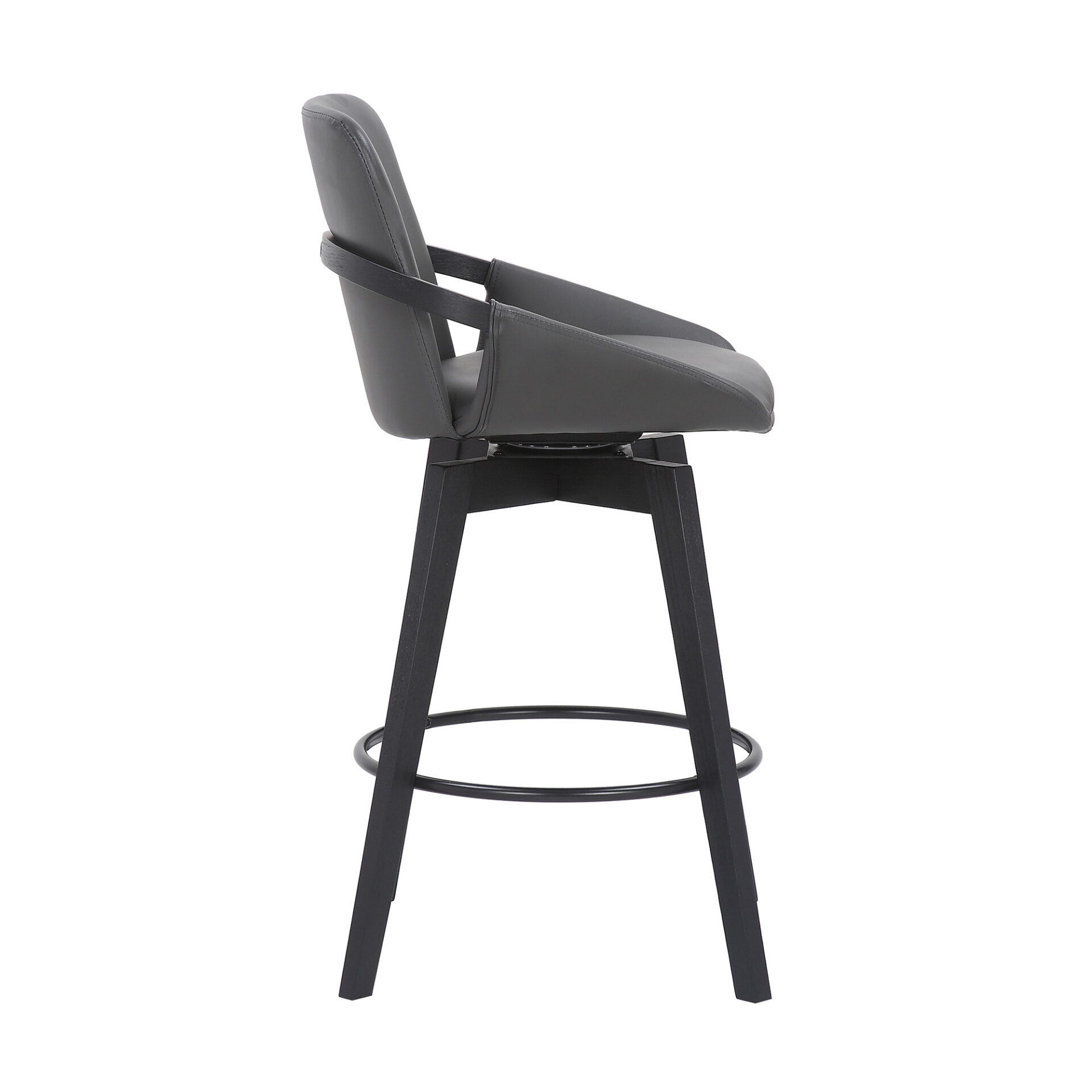 27-Inch Gray and Black Faux Leather Swivel Bar Stool 4 27-Inch Gray and Black Faux Leather Swivel Bar Stool - Image 4