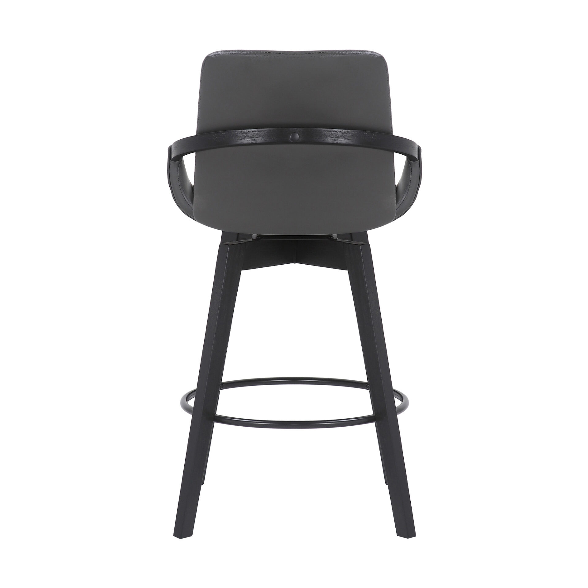 27-Inch Gray and Black Faux Leather Swivel Bar Stool 6 27-Inch Gray and Black Faux Leather Swivel Bar Stool - Image 6