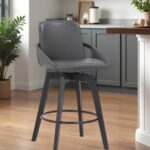 27-Inch Gray and Black Faux Leather Swivel Bar Stool 10 27-Inch Gray and Black Faux Leather Swivel Bar Stool