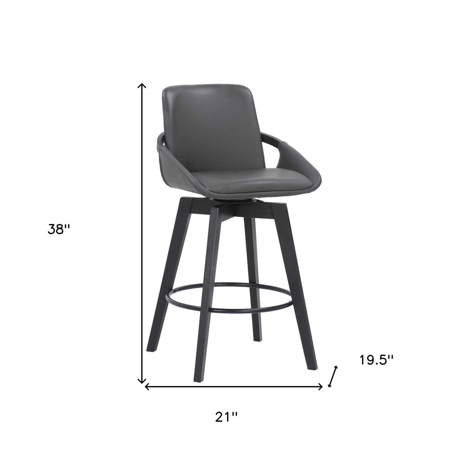 27-Inch Gray and Black Faux Leather Swivel Bar Stool 9 27-Inch Gray and Black Faux Leather Swivel Bar Stool - Image 9