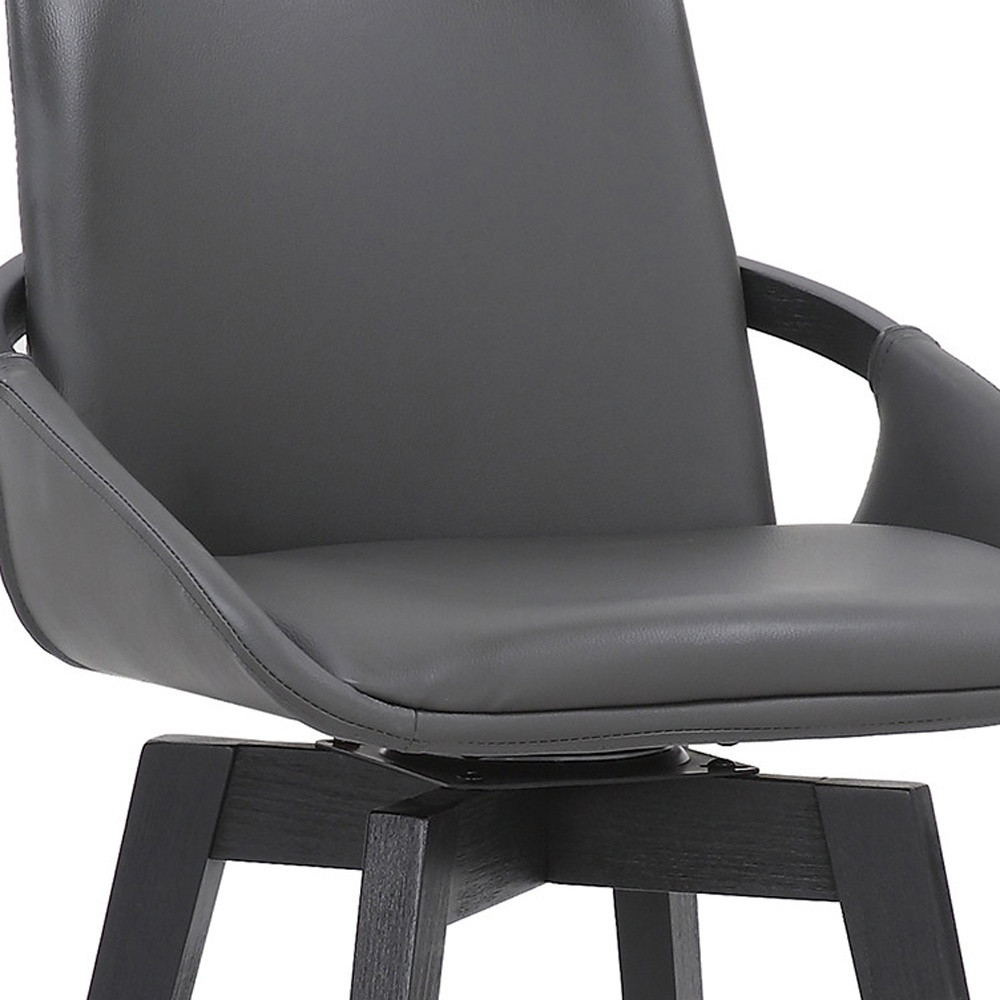 27-Inch Gray and Black Faux Leather Swivel Bar Stool 7 27-Inch Gray and Black Faux Leather Swivel Bar Stool - Image 7