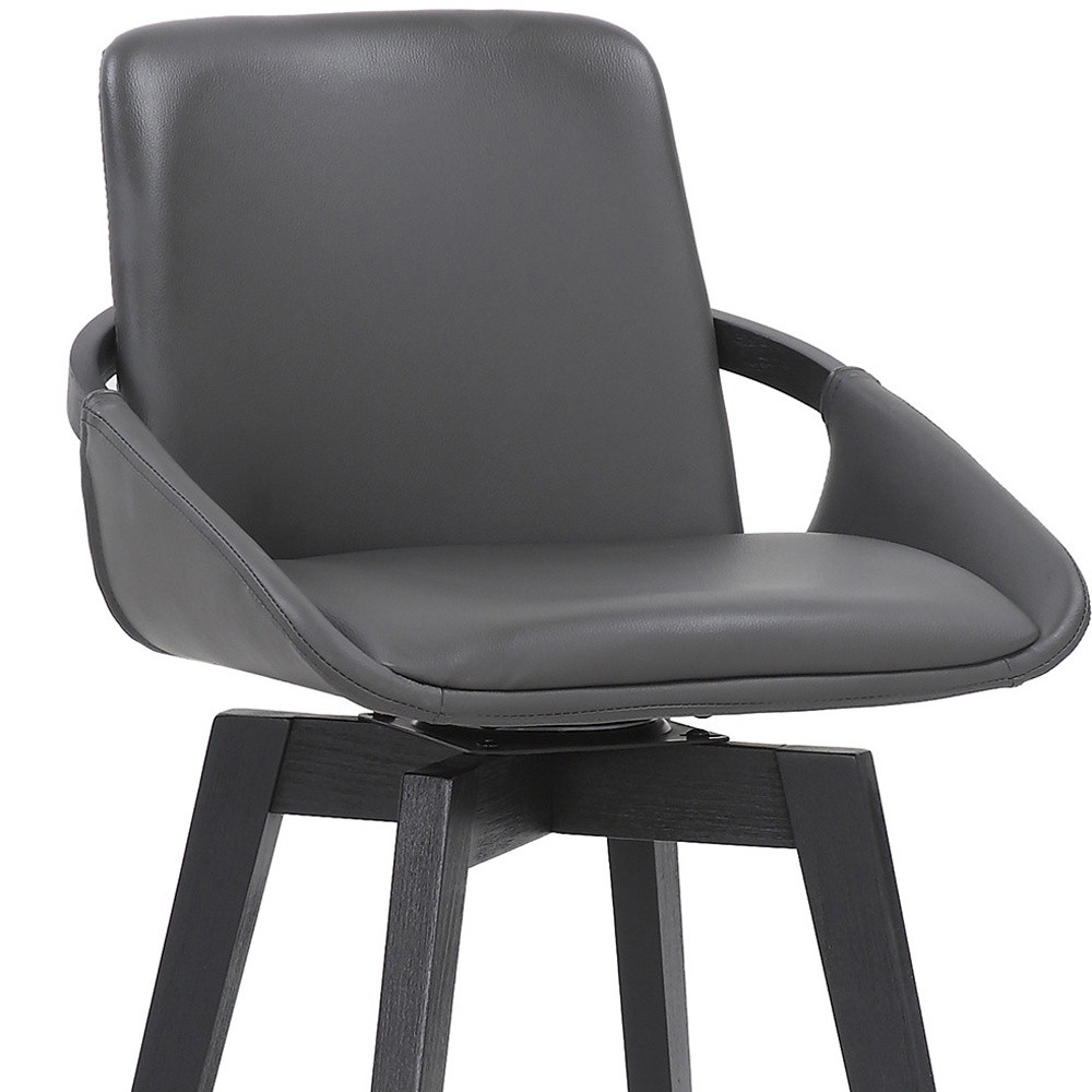 27-Inch Gray and Black Faux Leather Swivel Bar Stool 8 27-Inch Gray and Black Faux Leather Swivel Bar Stool - Image 8