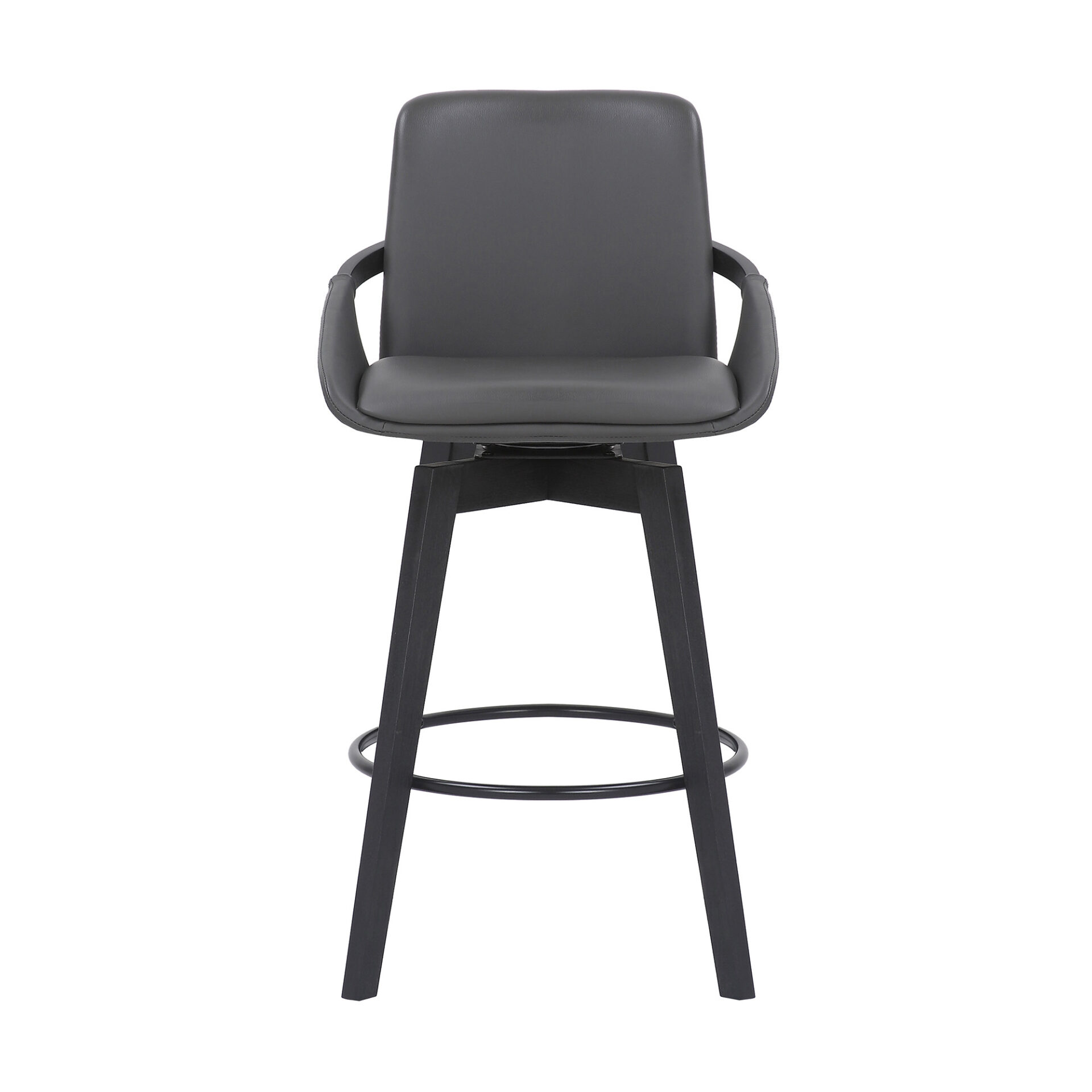 27-Inch Gray and Black Faux Leather Swivel Bar Stool 3 27-Inch Gray and Black Faux Leather Swivel Bar Stool - Image 3
