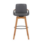 30 Inch Gray Faux Leather and Walnut Wood Swivel Bar Stool 12 30 Inch Gray Faux Leather and Walnut Wood Swivel Bar Stool