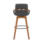 30 Inch Gray Faux Leather and Walnut Wood Swivel Bar Stool 15 30 Inch Gray Faux Leather and Walnut Wood Swivel Bar Stool