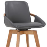 30 Inch Gray Faux Leather and Walnut Wood Swivel Bar Stool 17 30 Inch Gray Faux Leather and Walnut Wood Swivel Bar Stool