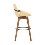 30 Inch Cream Faux Leather Swivel Bar Stool With Footrest 13 30 Inch Cream Faux Leather Swivel Bar Stool With Footrest