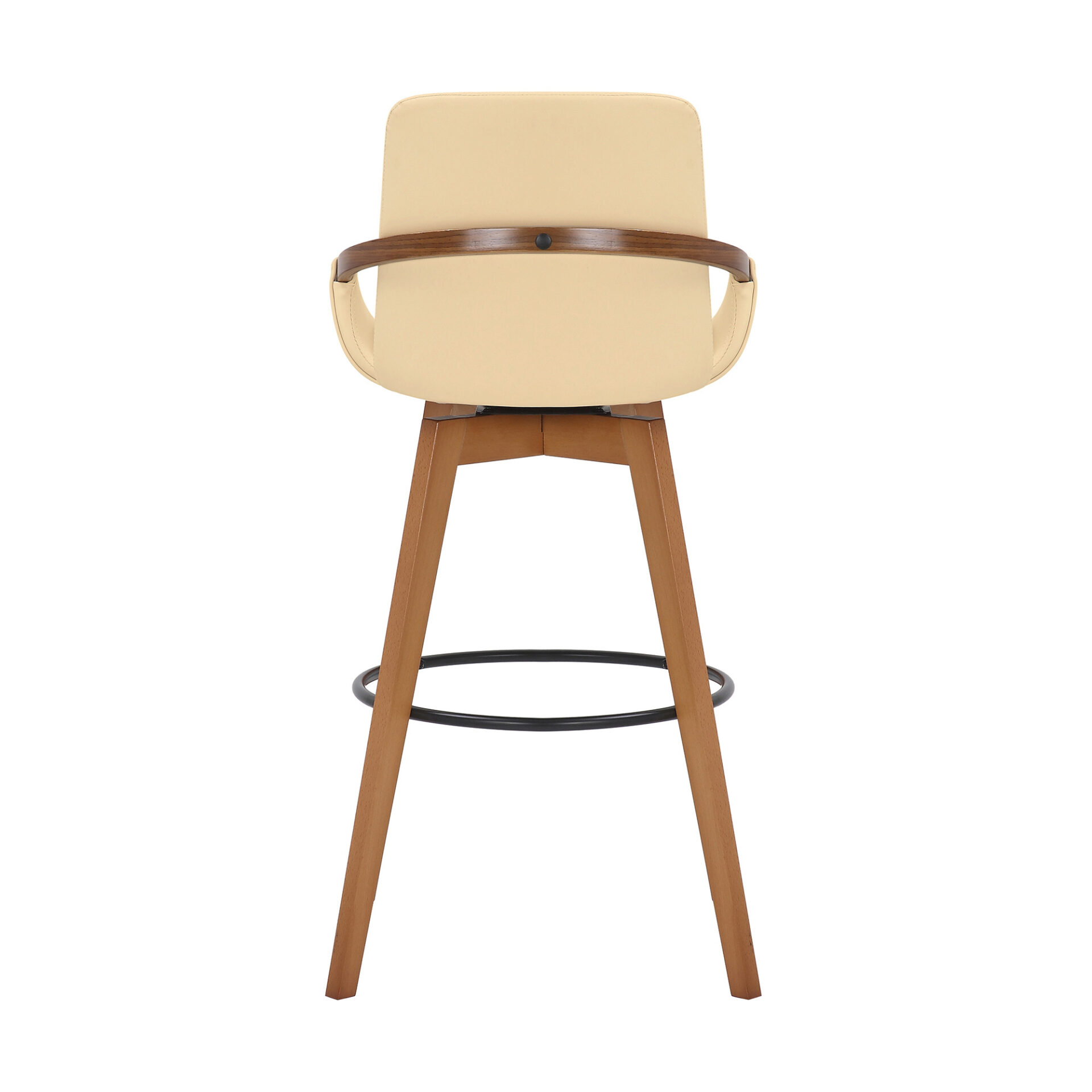 30 Inch Cream Faux Leather Swivel Bar Stool With Footrest 6 30 Inch Cream Faux Leather Swivel Bar Stool With Footrest - Image 6