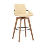 30 Inch Cream Faux Leather Swivel Bar Stool With Footrest 10 30 Inch Cream Faux Leather Swivel Bar Stool With Footrest