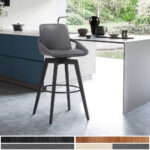 30 Inch Gray Faux Leather Swivel Bar Stool With Wood Frame 18 30 Inch Gray Faux Leather Swivel Bar Stool With Wood Frame