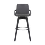 30 Inch Gray Faux Leather Swivel Bar Stool With Wood Frame 12 30 Inch Gray Faux Leather Swivel Bar Stool With Wood Frame