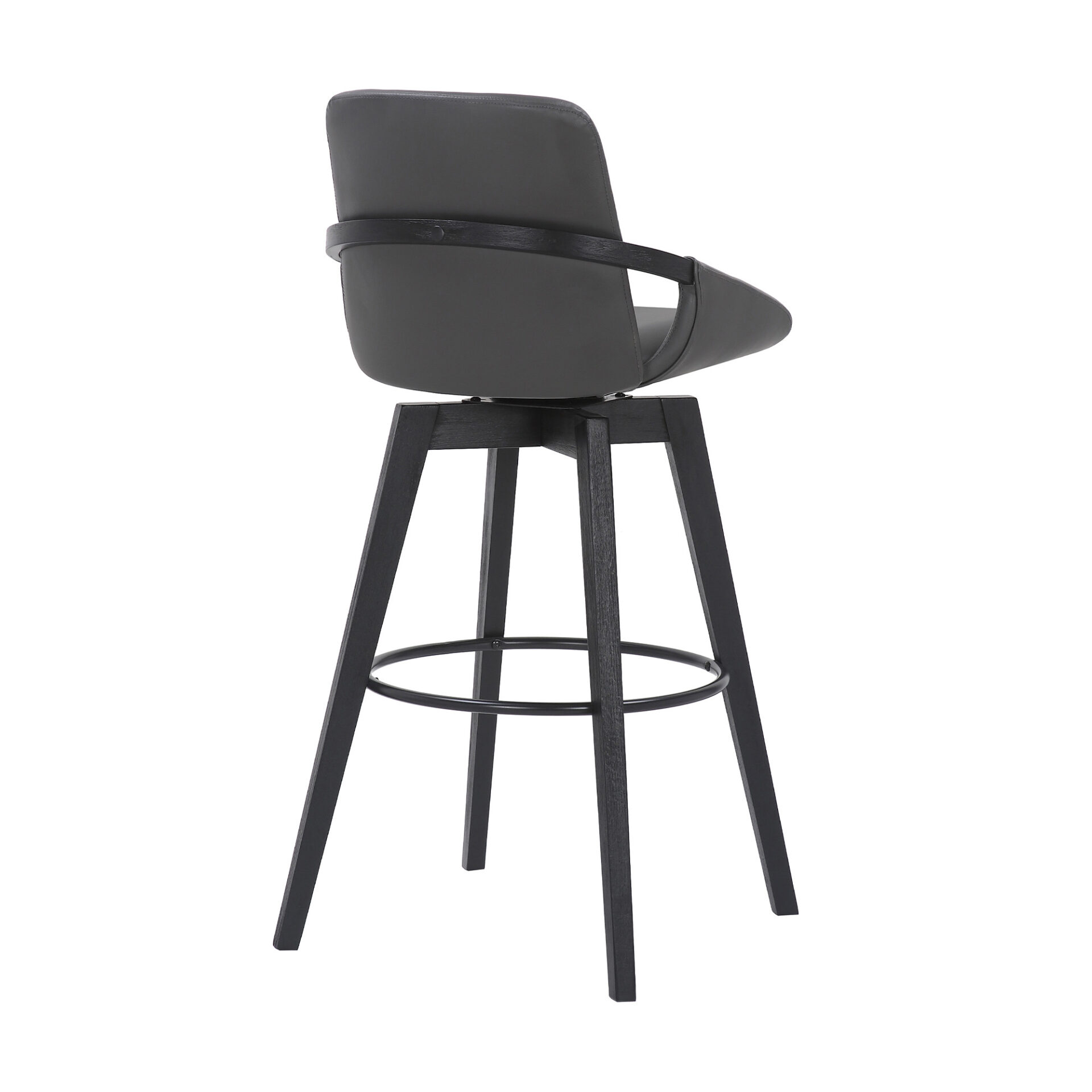 30 Inch Gray Faux Leather Swivel Bar Stool With Wood Frame 5 30 Inch Gray Faux Leather Swivel Bar Stool With Wood Frame - Image 5