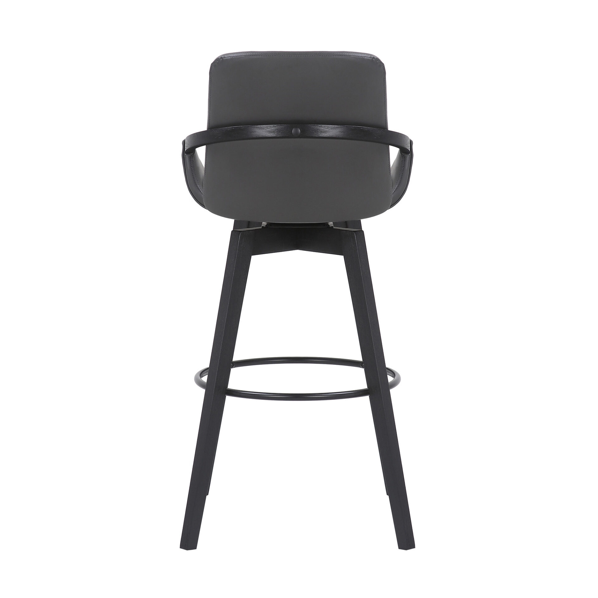 30 Inch Gray Faux Leather Swivel Bar Stool With Wood Frame 6 30 Inch Gray Faux Leather Swivel Bar Stool With Wood Frame - Image 6