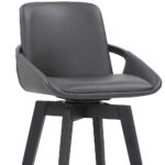 30 Inch Gray Faux Leather Swivel Bar Stool With Wood Frame 17 30 Inch Gray Faux Leather Swivel Bar Stool With Wood Frame