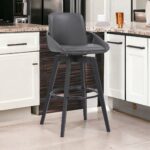 30 Inch Gray Faux Leather Swivel Bar Stool With Wood Frame 11 30 Inch Gray Faux Leather Swivel Bar Stool With Wood Frame