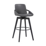 30 Inch Gray Faux Leather Swivel Bar Stool With Wood Frame 10 30 Inch Gray Faux Leather Swivel Bar Stool With Wood Frame