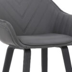 30" Gray Faux Leather Bar Stool with Wooden Frame