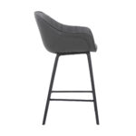 30" Gray Faux Leather Bar Stool with Wooden Frame