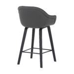 30" Gray Faux Leather Bar Stool with Wooden Frame