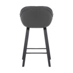 30" Gray Faux Leather Bar Stool with Wooden Frame