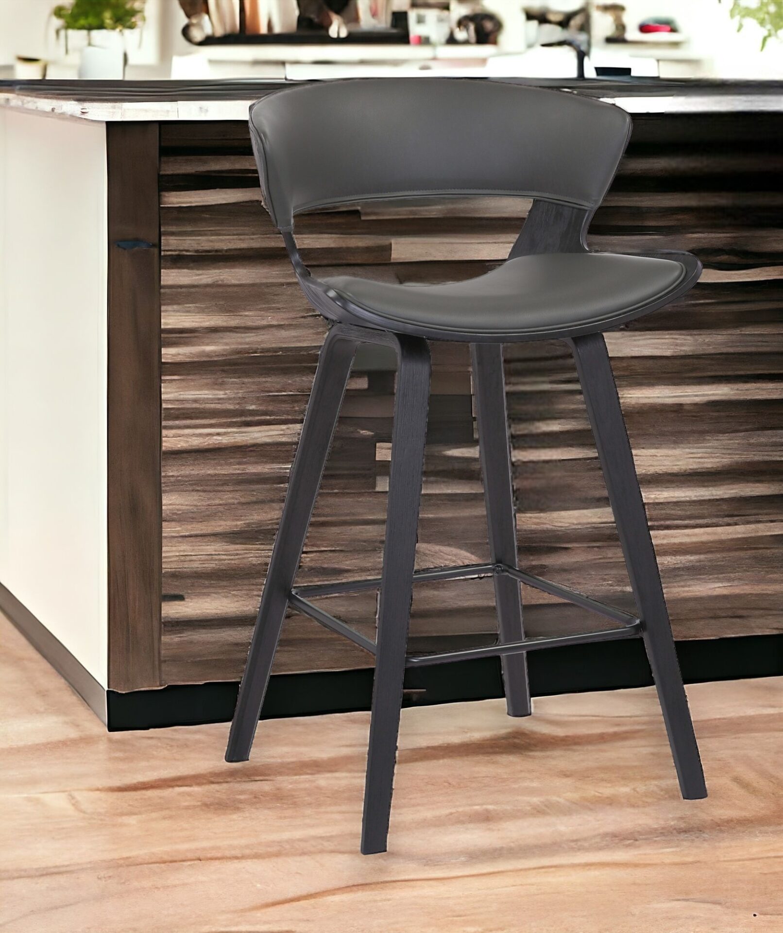 27 Inch Gray and Black Iron Low Back Bar Stool 2 27 Inch Gray and Black Iron Low Back Bar Stool - Image 2