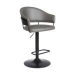 25-Inch Gray Faux Leather Adjustable Swivel Bar Stool