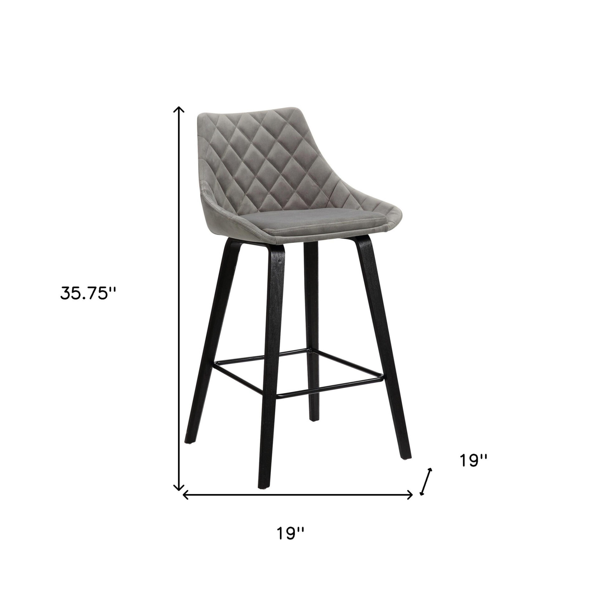26" Gray Tufted Velvet Upholstered Counter Height Bar Stool 9 26" Gray Tufted Velvet Upholstered Counter Height Bar Stool - Image 9
