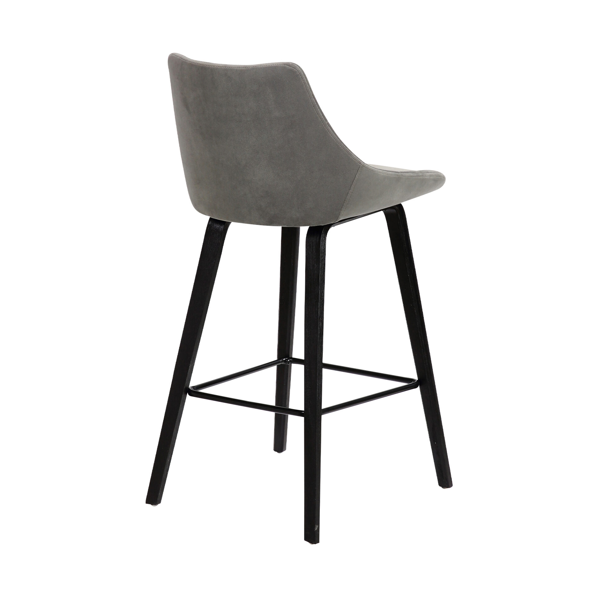 26" Gray Tufted Velvet Upholstered Counter Height Bar Stool 4 26" Gray Tufted Velvet Upholstered Counter Height Bar Stool - Image 4