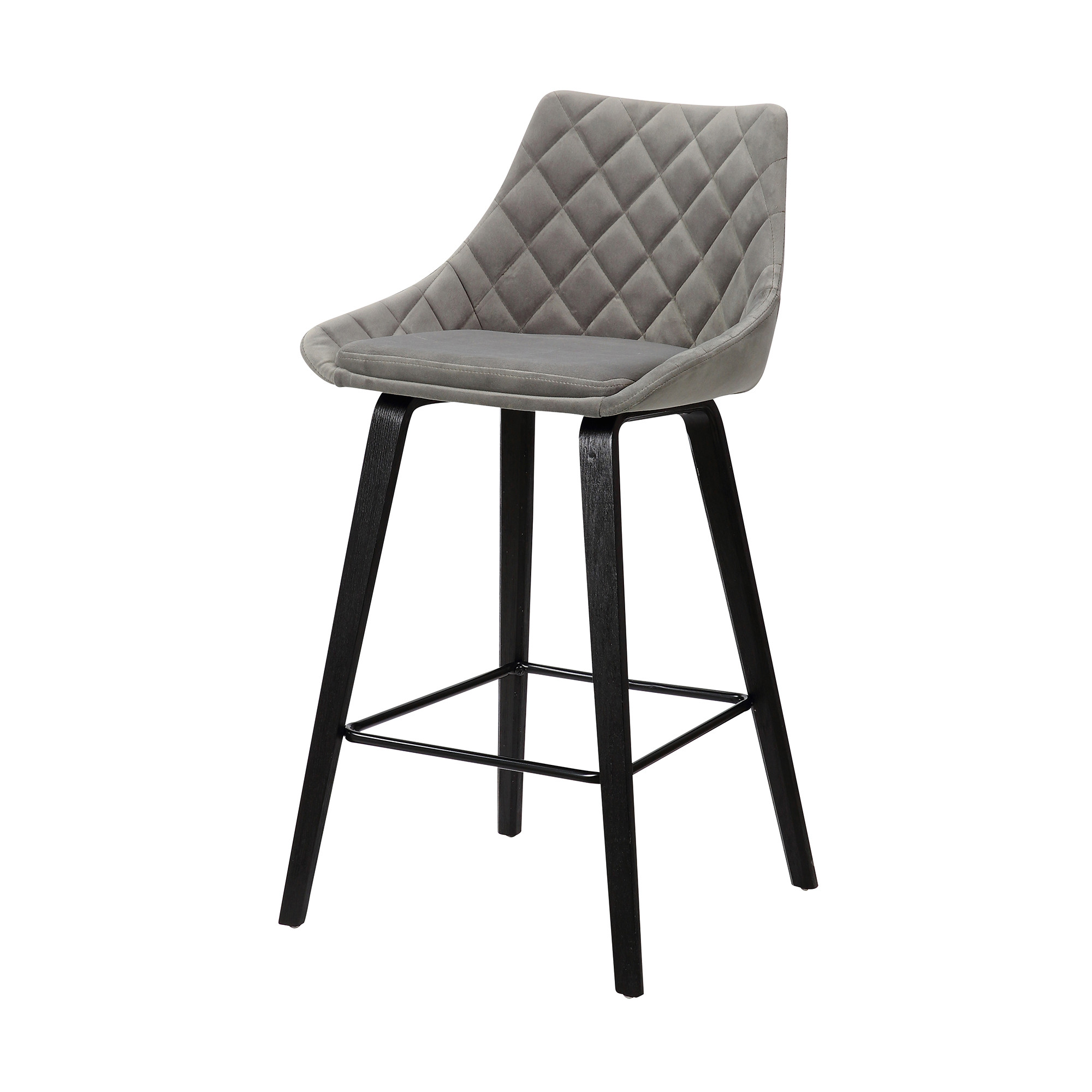 26" Gray Tufted Velvet Upholstered Counter Height Bar Stool 16 26" Gray Tufted Velvet Upholstered Counter Height Bar Stool