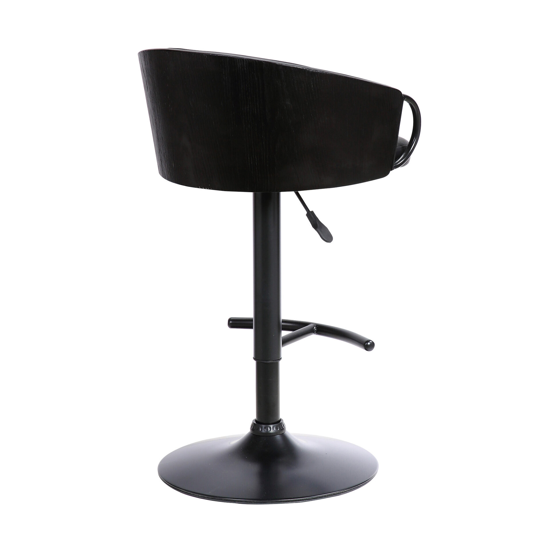 40 Inch Black Faux Leather Adjustable Swivel Bar Stool With Footrest 5 40 Inch Black Faux Leather Adjustable Swivel Bar Stool With Footrest - Image 5