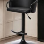 40 Inch Black Faux Leather Adjustable Swivel Bar Stool With Footrest 11 40 Inch Black Faux Leather Adjustable Swivel Bar Stool With Footrest