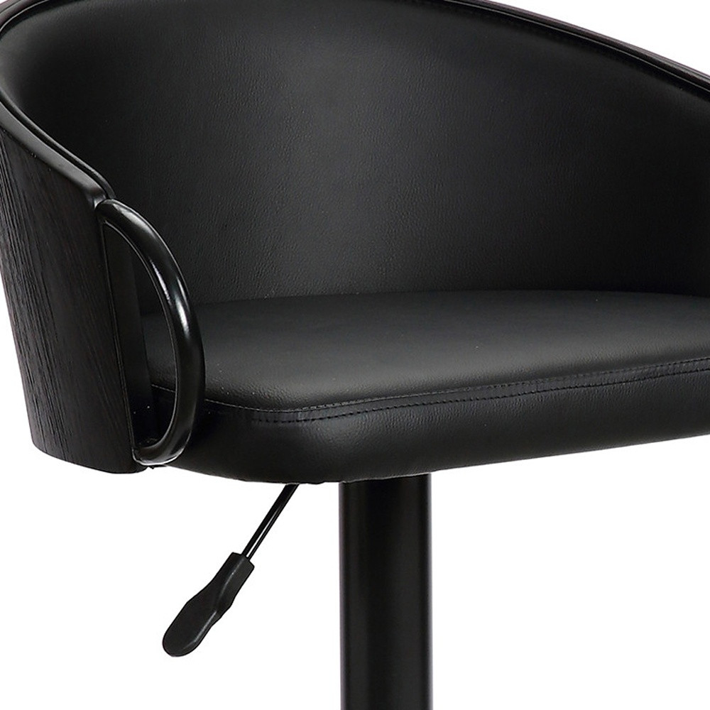 40 Inch Black Faux Leather Adjustable Swivel Bar Stool With Footrest 7 40 Inch Black Faux Leather Adjustable Swivel Bar Stool With Footrest - Image 7