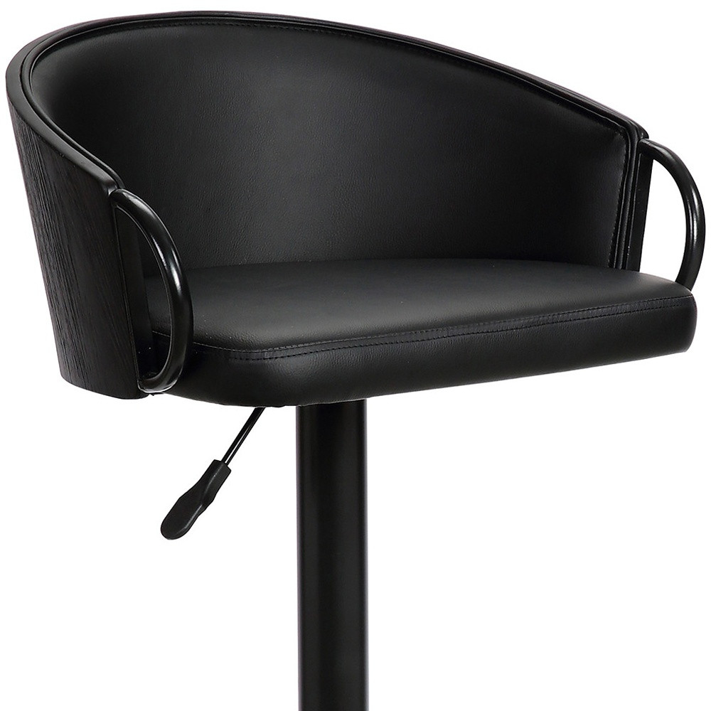 40 Inch Black Faux Leather Adjustable Swivel Bar Stool With Footrest 8 40 Inch Black Faux Leather Adjustable Swivel Bar Stool With Footrest - Image 8