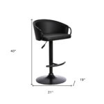 40 Inch Black Faux Leather Adjustable Swivel Bar Stool With Footrest 18 40 Inch Black Faux Leather Adjustable Swivel Bar Stool With Footrest