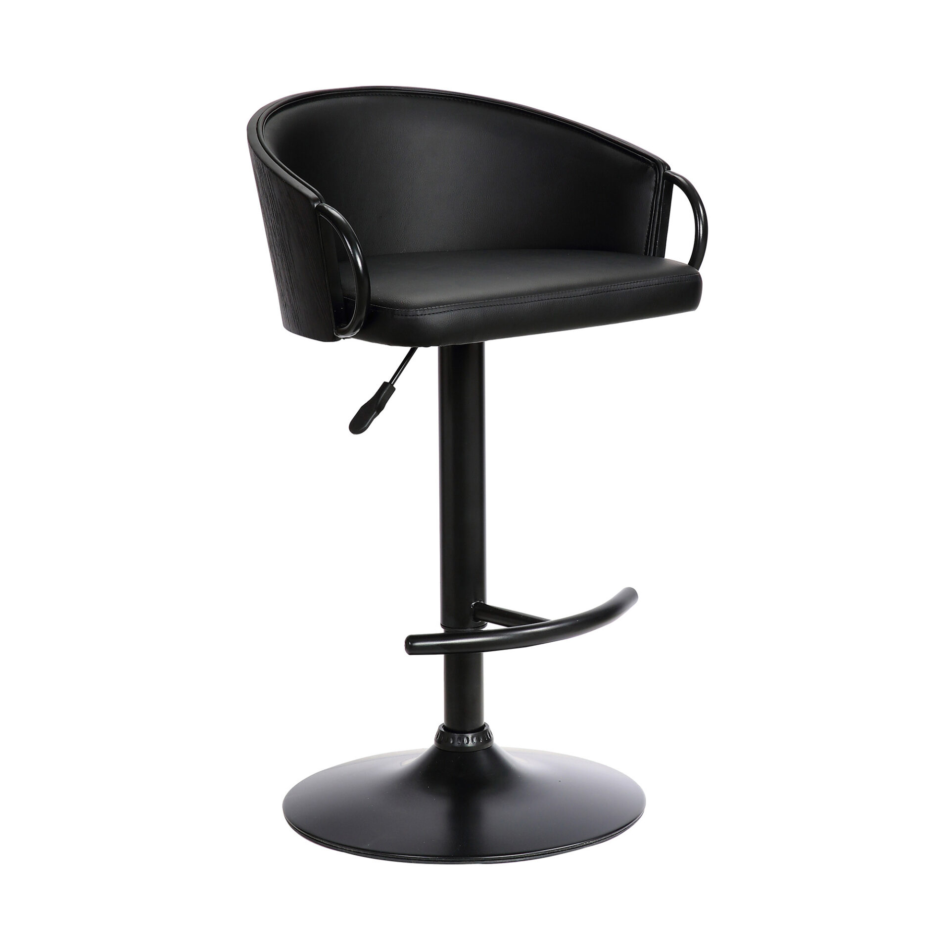 40 Inch Black Faux Leather Adjustable Swivel Bar Stool With Footrest 1 40 Inch Black Faux Leather Adjustable Swivel Bar Stool With Footrest