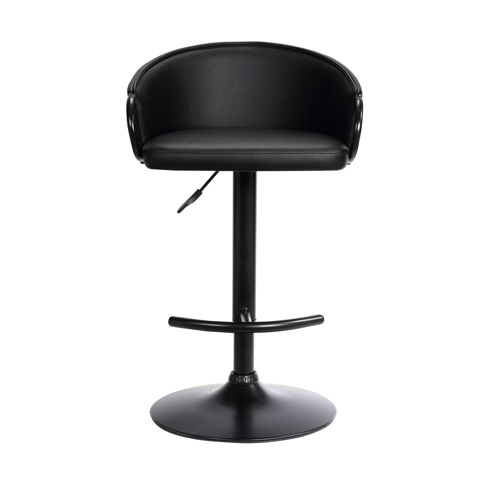 40 Inch Black Faux Leather Adjustable Swivel Bar Stool With Footrest 3 40 Inch Black Faux Leather Adjustable Swivel Bar Stool With Footrest - Image 3