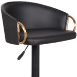 24 Inch Black Faux Leather Adjustable Swivel Bar Stool