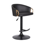 24 Inch Black Faux Leather Adjustable Swivel Bar Stool