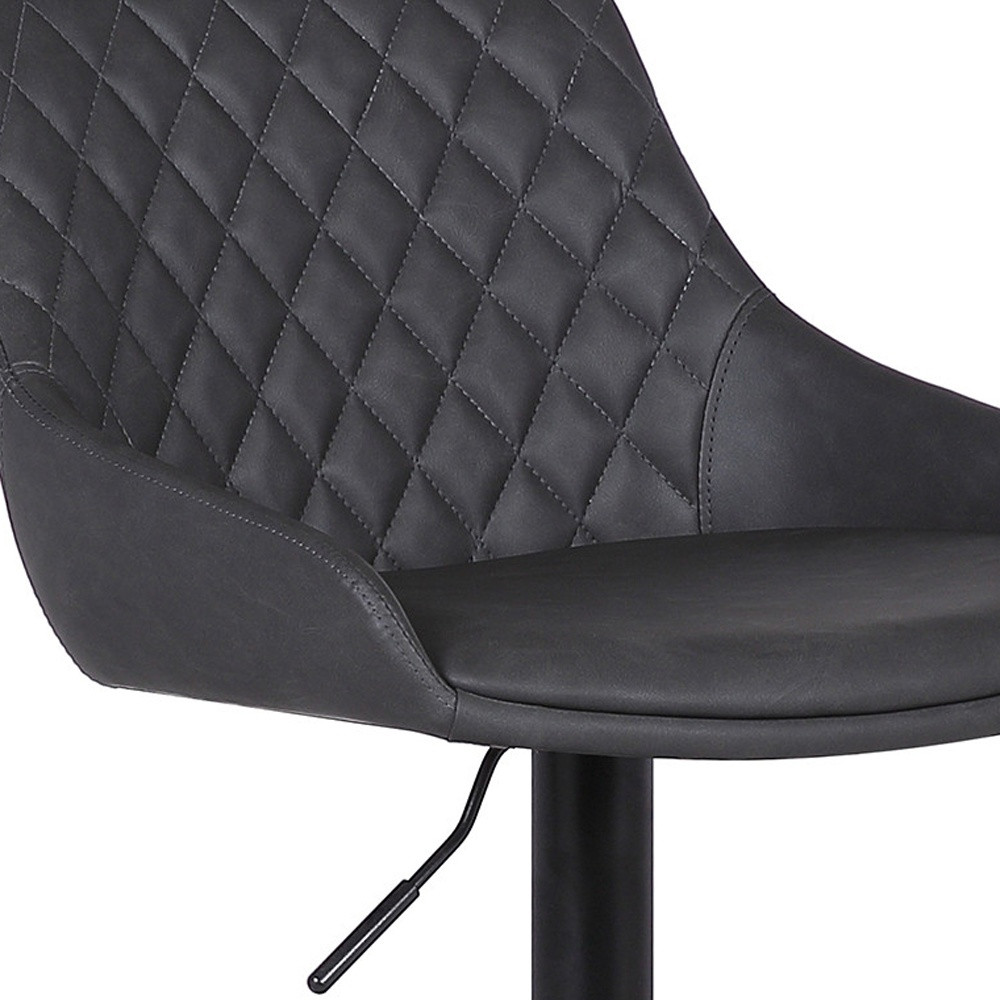 24" Gray Faux Leather Adjustable Swivel Bar Stool With Tufted Back 6 24" Gray Faux Leather Adjustable Swivel Bar Stool With Tufted Back - Image 6