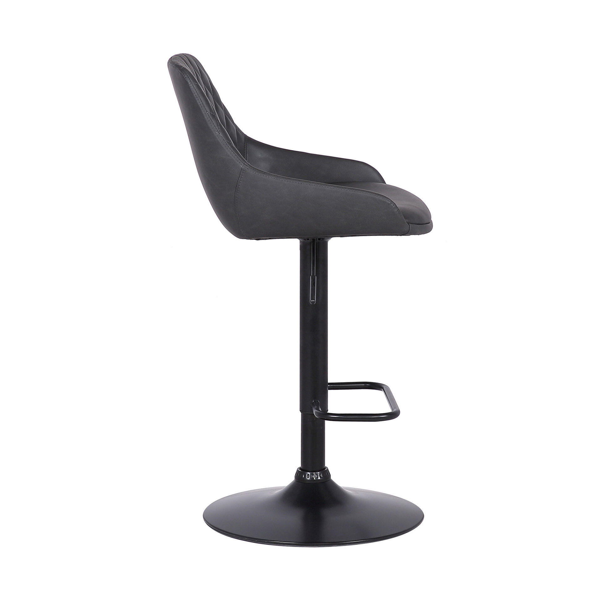 24" Gray Faux Leather Adjustable Swivel Bar Stool With Tufted Back 3 24" Gray Faux Leather Adjustable Swivel Bar Stool With Tufted Back - Image 3
