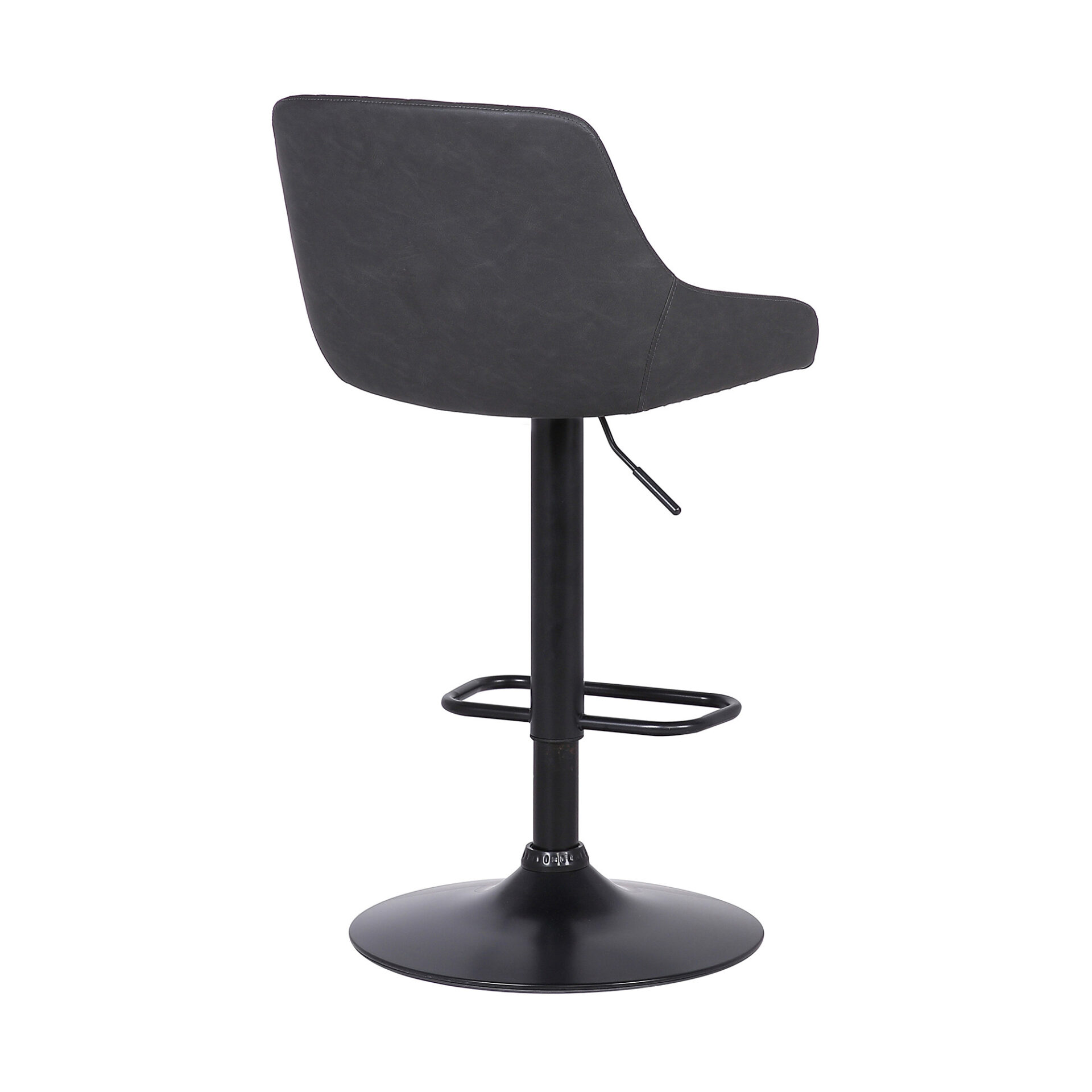 24" Gray Faux Leather Adjustable Swivel Bar Stool With Tufted Back 4 24" Gray Faux Leather Adjustable Swivel Bar Stool With Tufted Back - Image 4