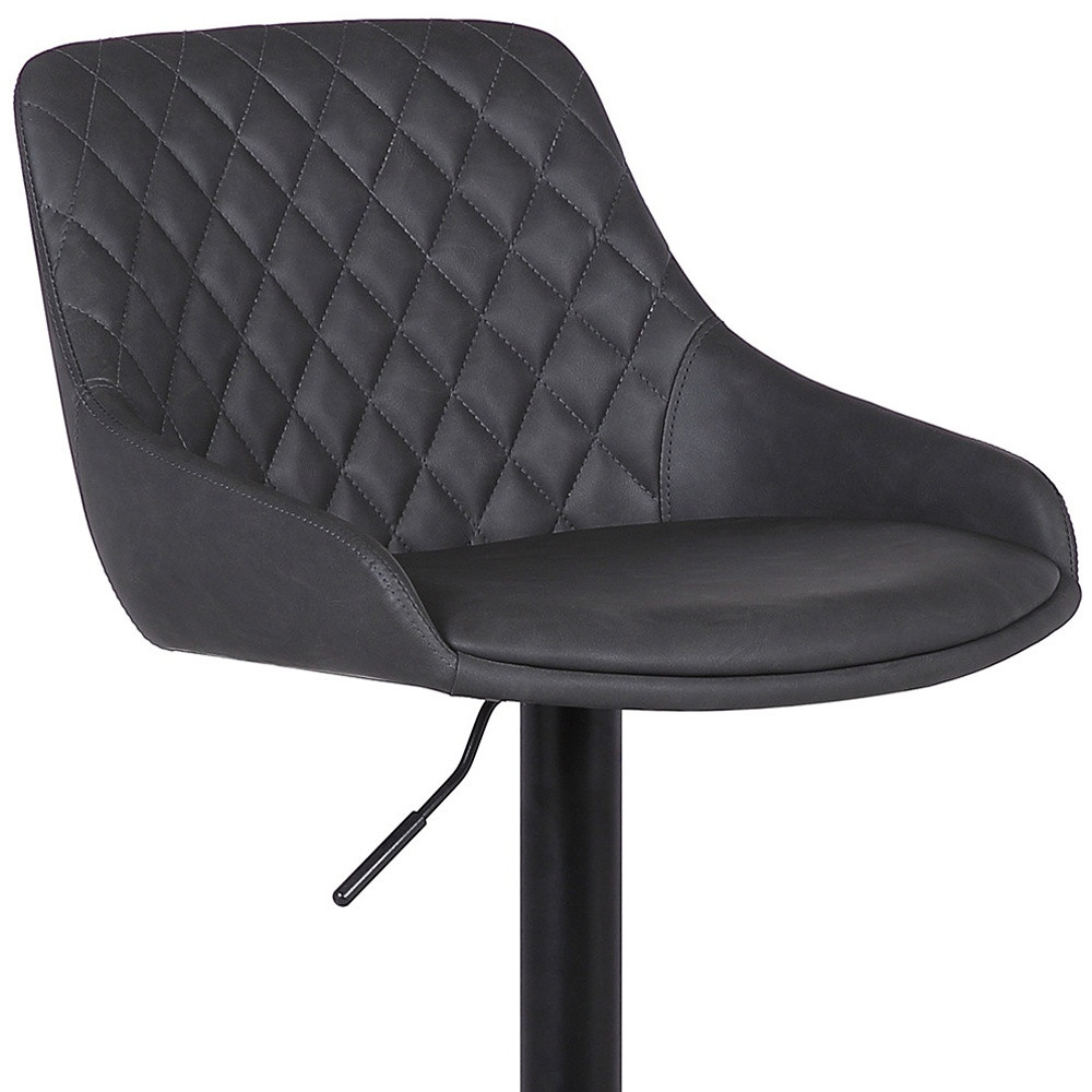 24" Gray Faux Leather Adjustable Swivel Bar Stool With Tufted Back 7 24" Gray Faux Leather Adjustable Swivel Bar Stool With Tufted Back - Image 7