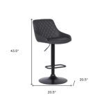 24" Gray Faux Leather Adjustable Swivel Bar Stool With Tufted Back 18 24" Gray Faux Leather Adjustable Swivel Bar Stool With Tufted Back