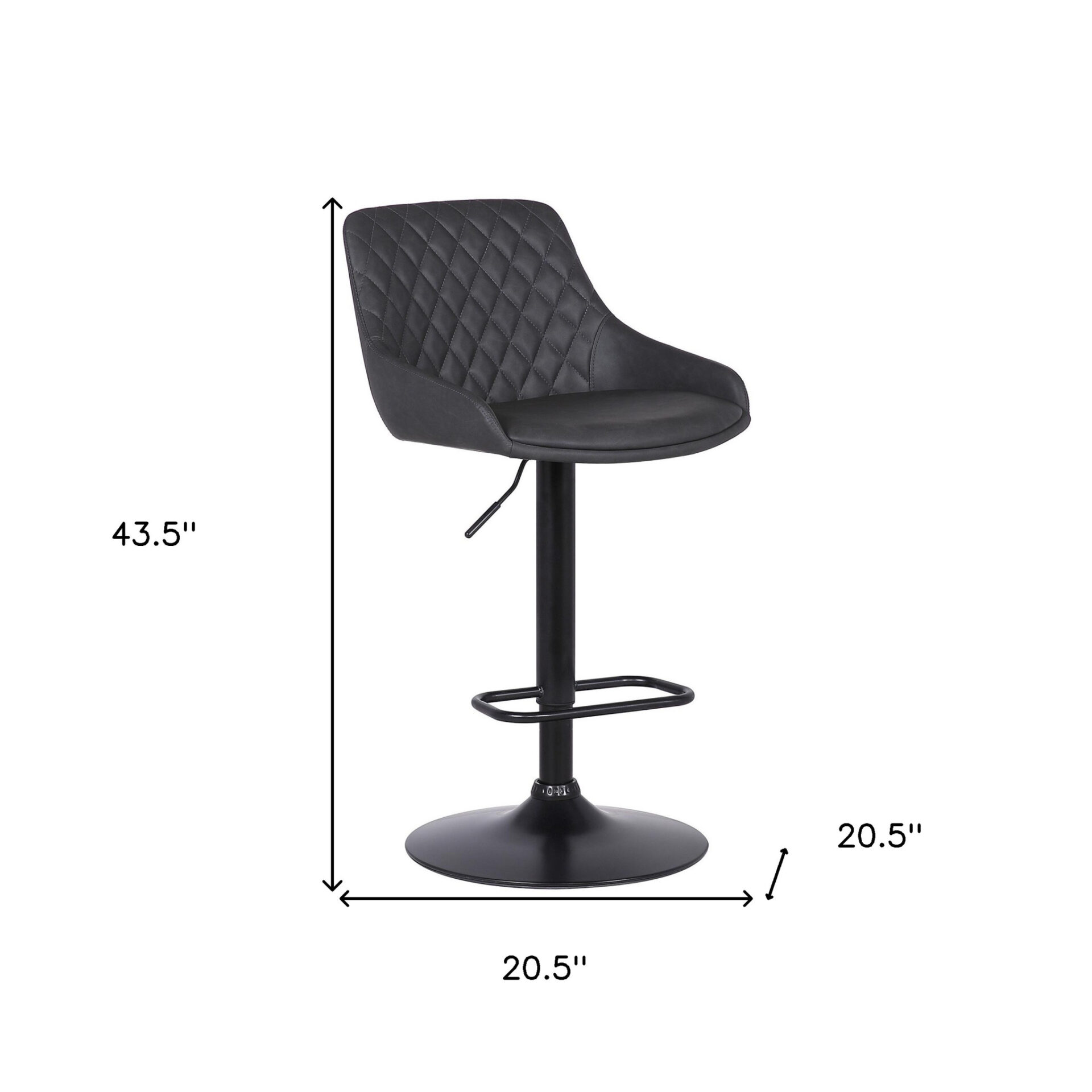 24" Gray Faux Leather Adjustable Swivel Bar Stool With Tufted Back 9 24" Gray Faux Leather Adjustable Swivel Bar Stool With Tufted Back - Image 9