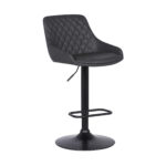 24" Gray Faux Leather Adjustable Swivel Bar Stool With Tufted Back 10 24" Gray Faux Leather Adjustable Swivel Bar Stool With Tufted Back