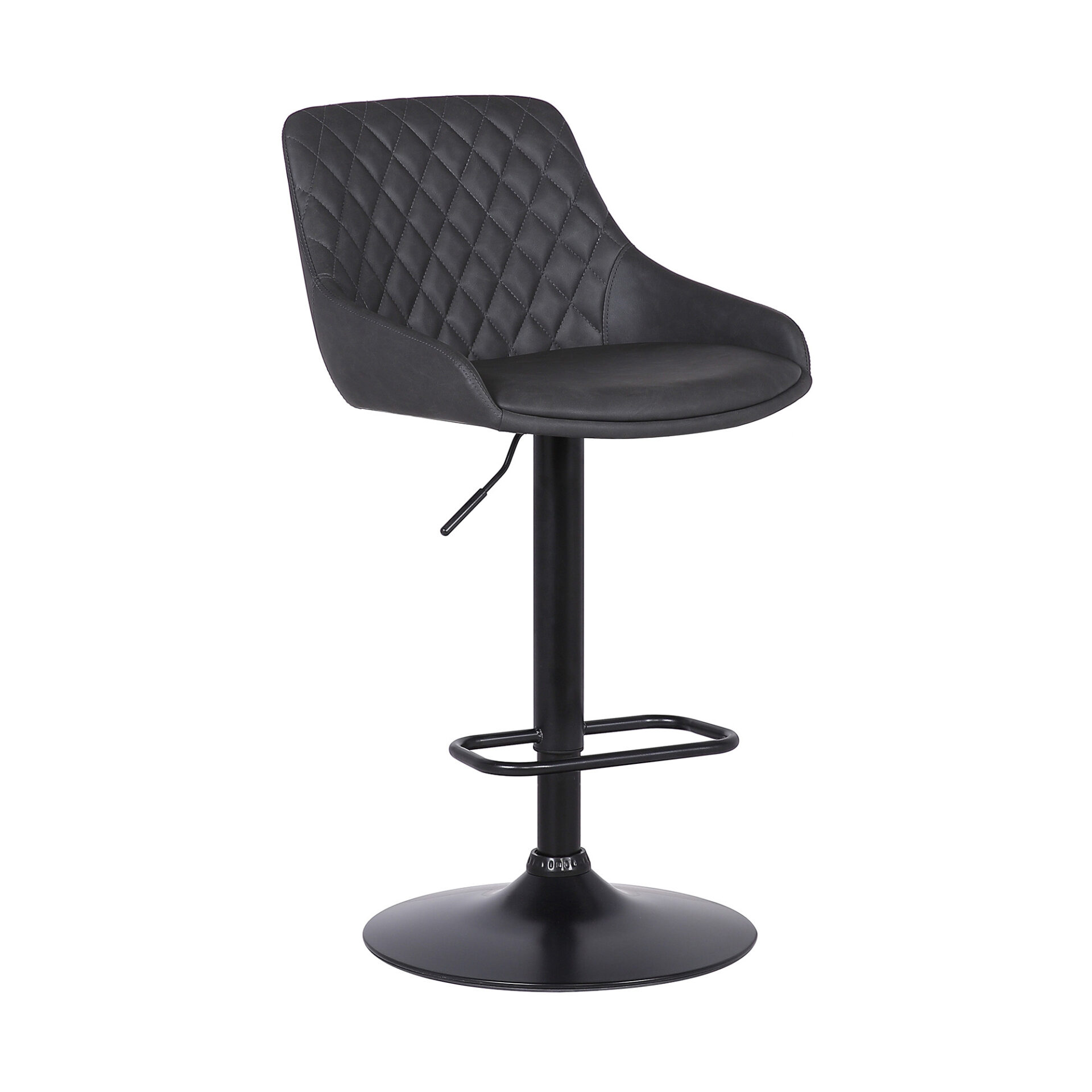 24" Gray Faux Leather Adjustable Swivel Bar Stool With Tufted Back 1 24" Gray Faux Leather Adjustable Swivel Bar Stool With Tufted Back
