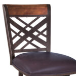 26" Brown Faux Leather and Iron Counter Height Bar Stool