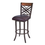 26" Brown Faux Leather and Iron Counter Height Bar Stool