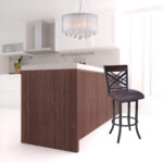 26" Brown Faux Leather and Iron Counter Height Bar Stool