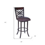 26" Brown Faux Leather and Iron Counter Height Bar Stool